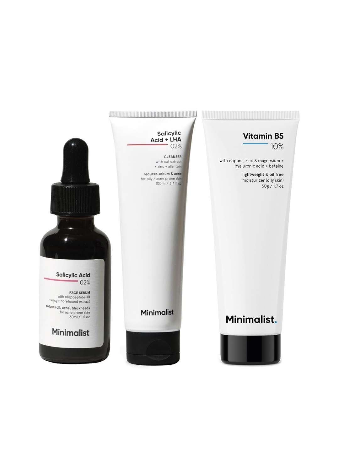 

Minimalist Anti Acne Solution-Face Serum 30 ml + Moisturizer 50g + Face Wash 100 ml, White