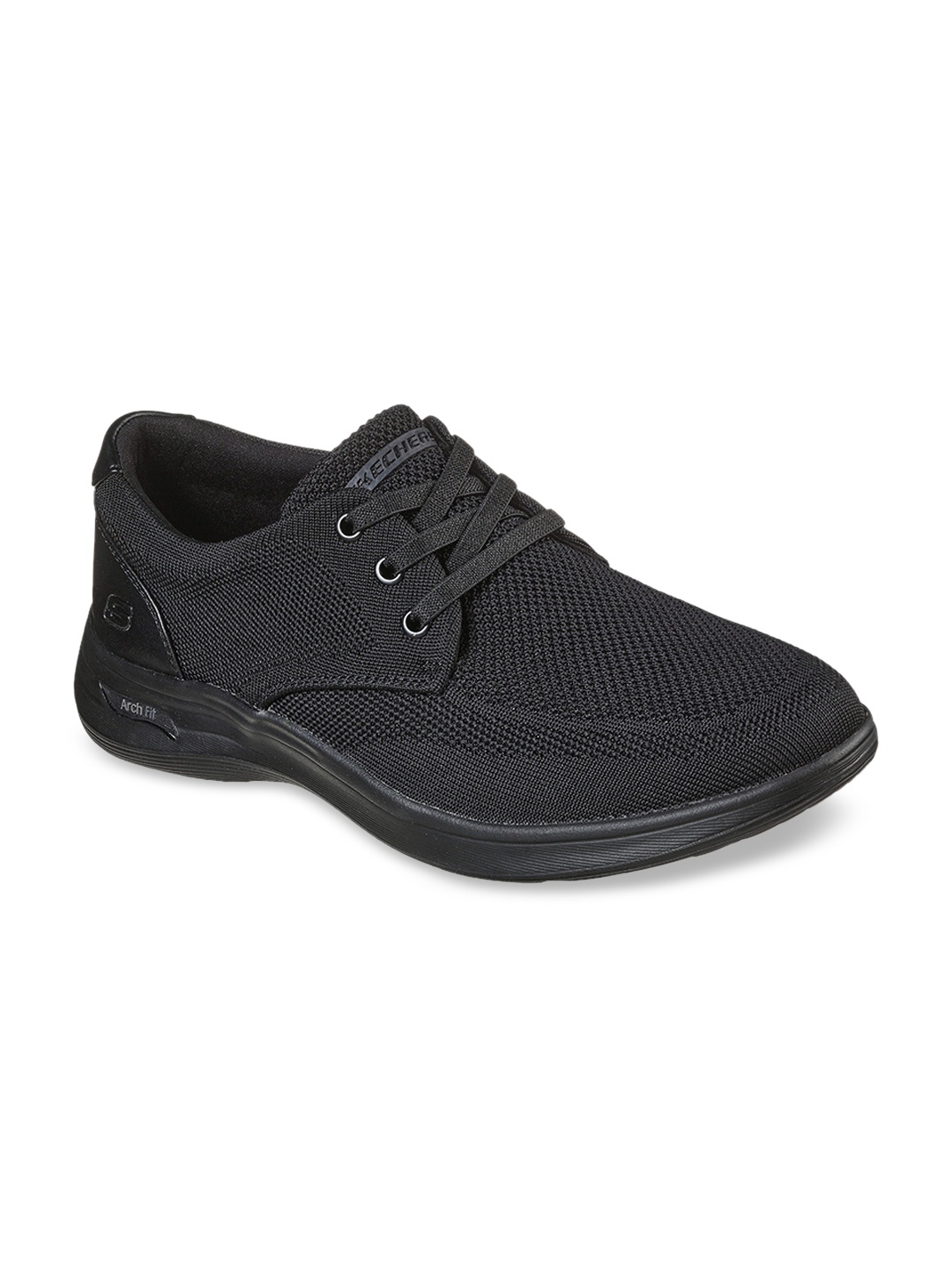 

Skechers Men Black Woven Design Sneakers