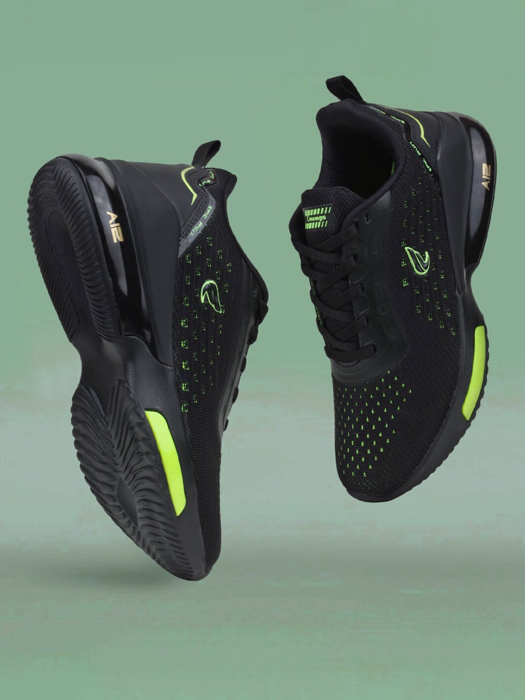 

Champs Men Black Mesh Running Non-Marking Shoes