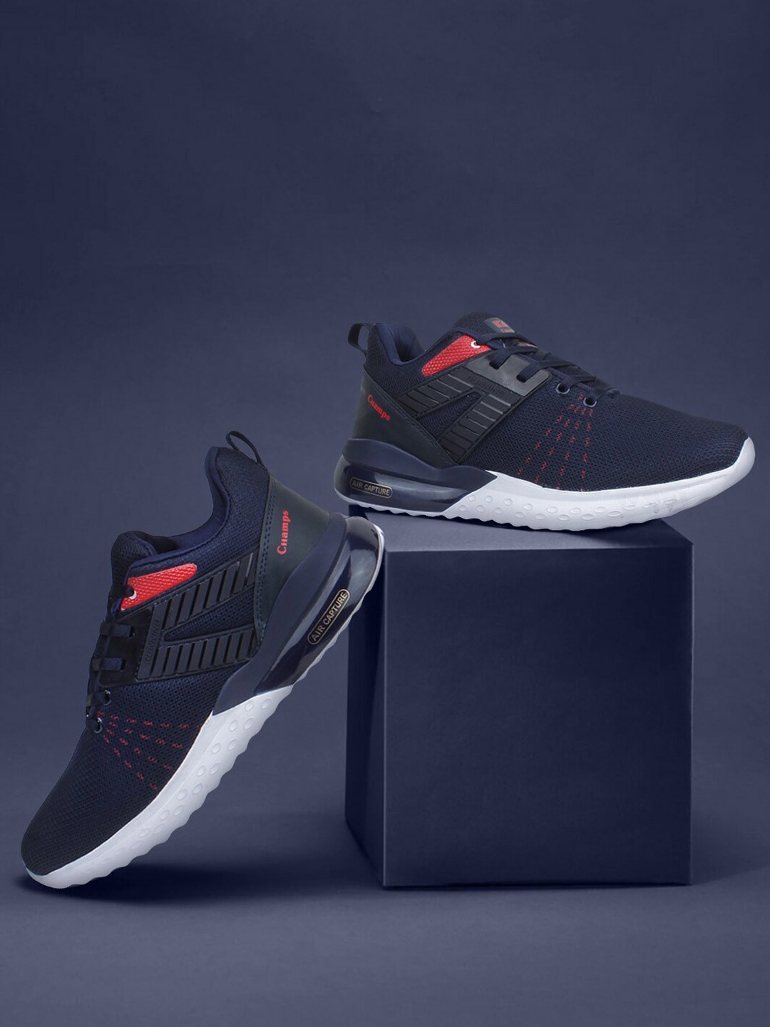 

Champs Men Navy Blue Mesh Running Non-Marking Shoes