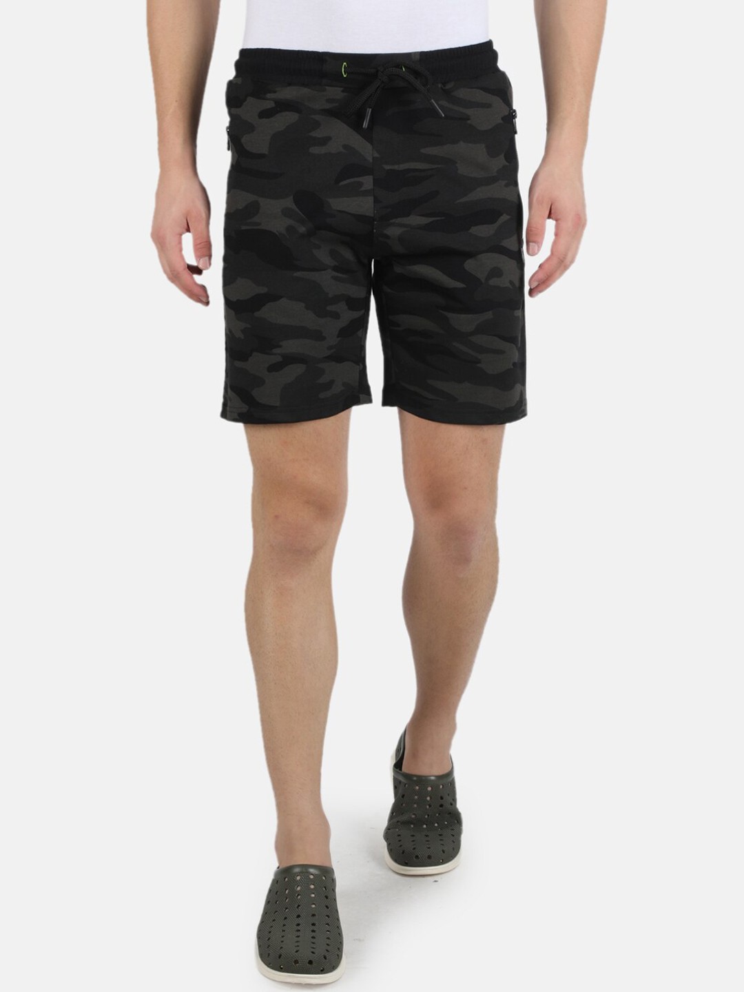 

Monte Carlo Men Black Camouflage Printed Shorts