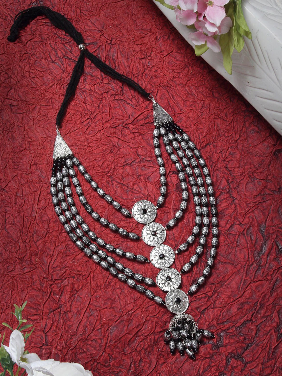 

Celena Cole Women Silver-Toned Oxidised Necklace