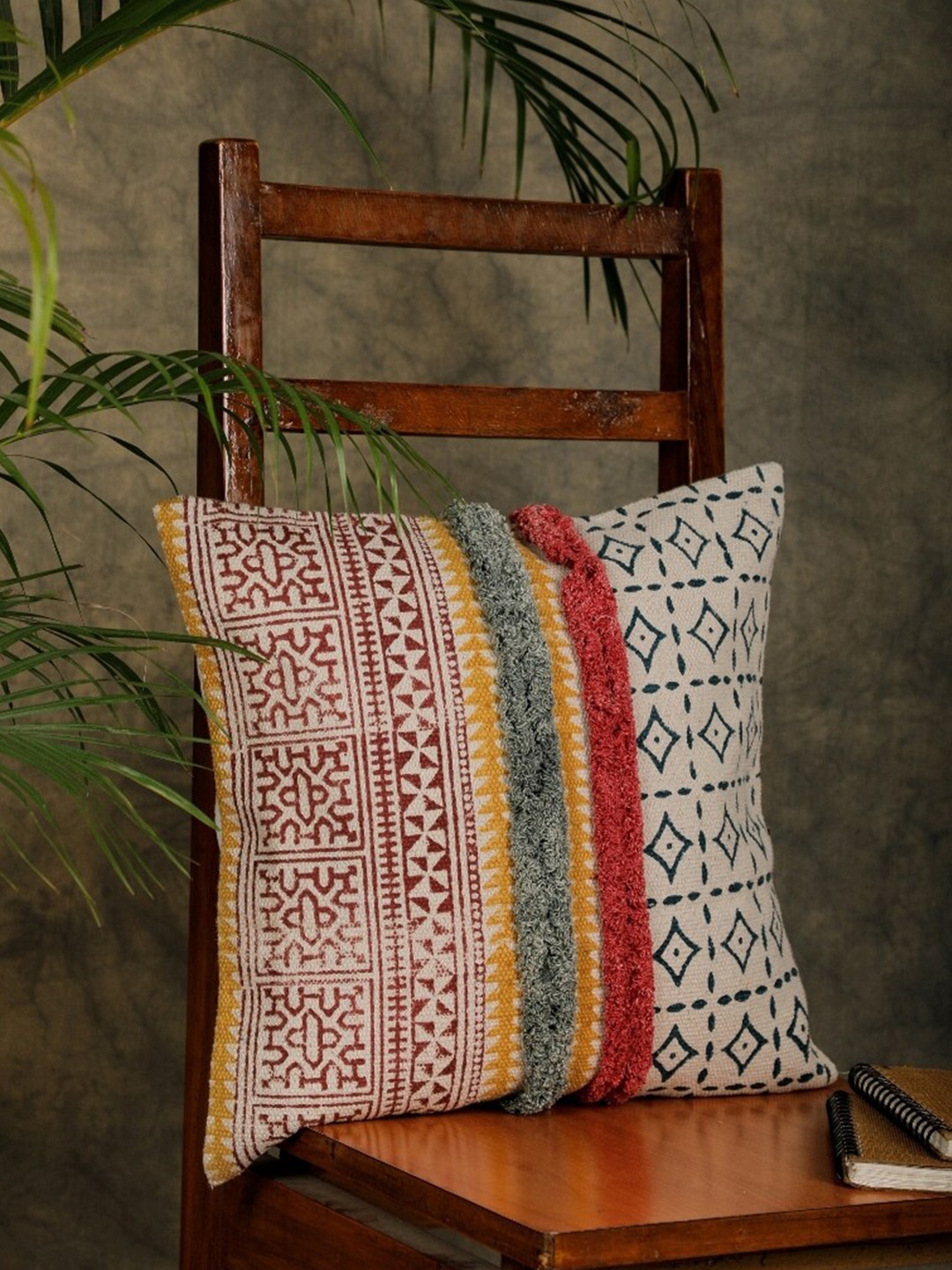 

Jaipur Folk White & Red Embroidered Rectangle Cushion Covers