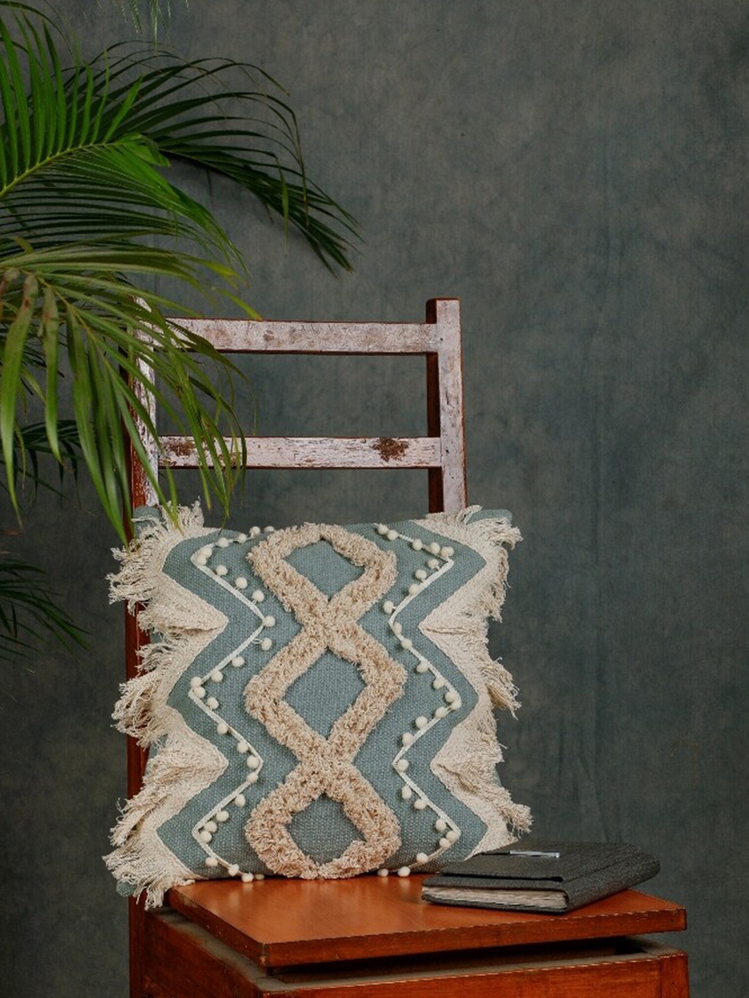 

Jaipur Folk Grey & Cream-Coloured Embroidered Square Cushion Covers