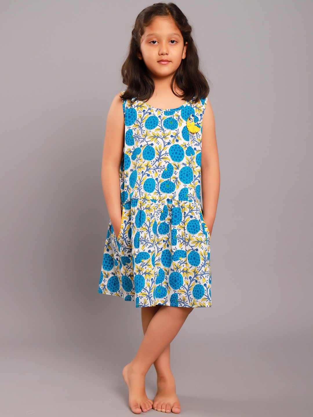 

My Little Lambs Blue Floral A-Line Dress