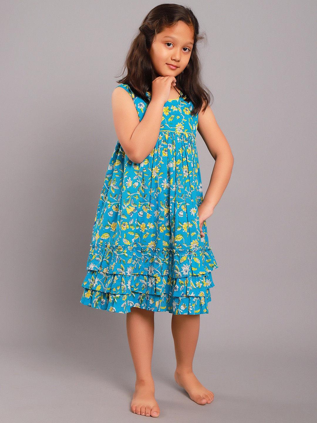 

My Little Lambs Blue Floral A-Line Dress