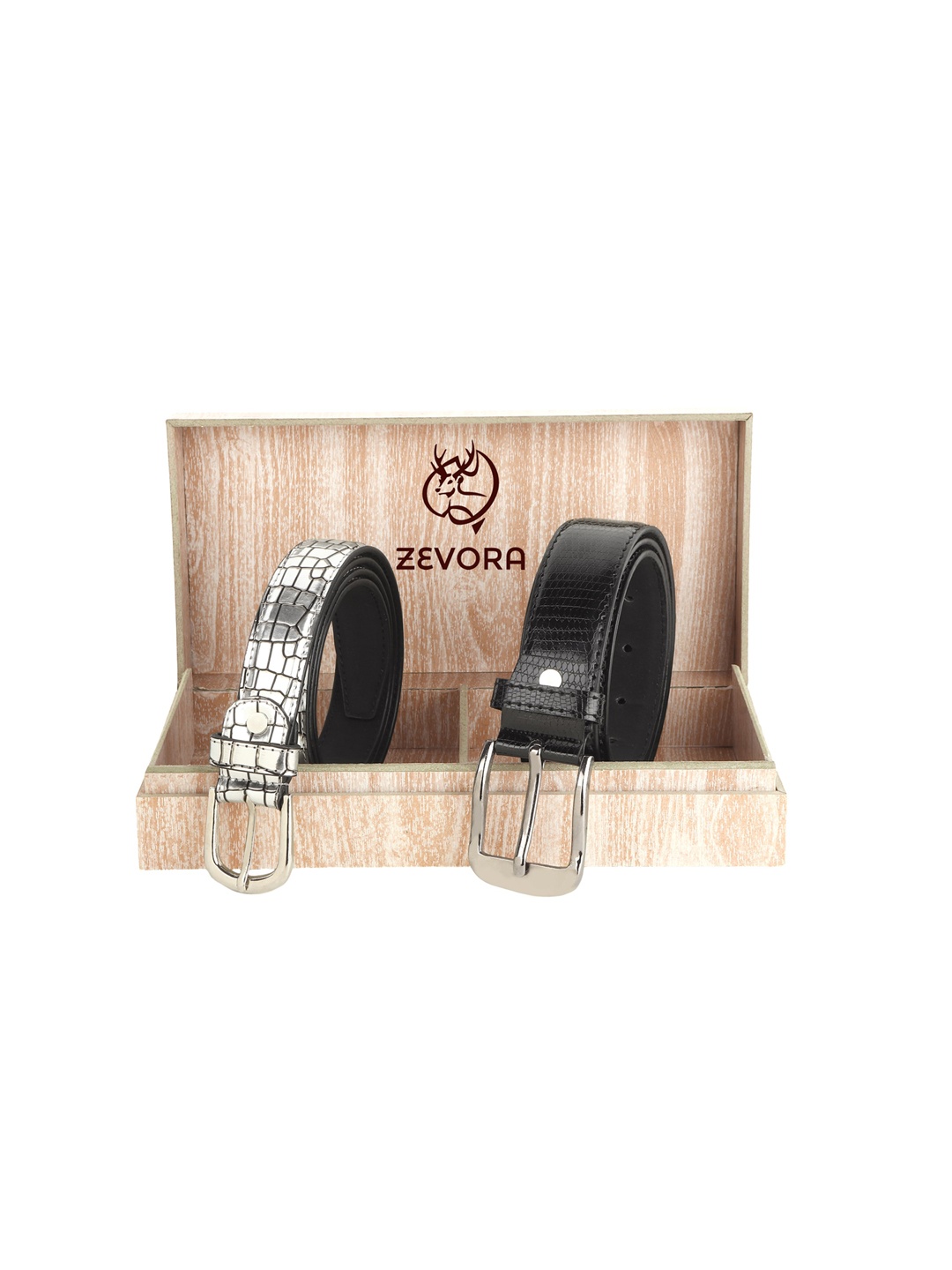 

ZEVORA Men & Women 2-Pc Belt Gift Set, Silver