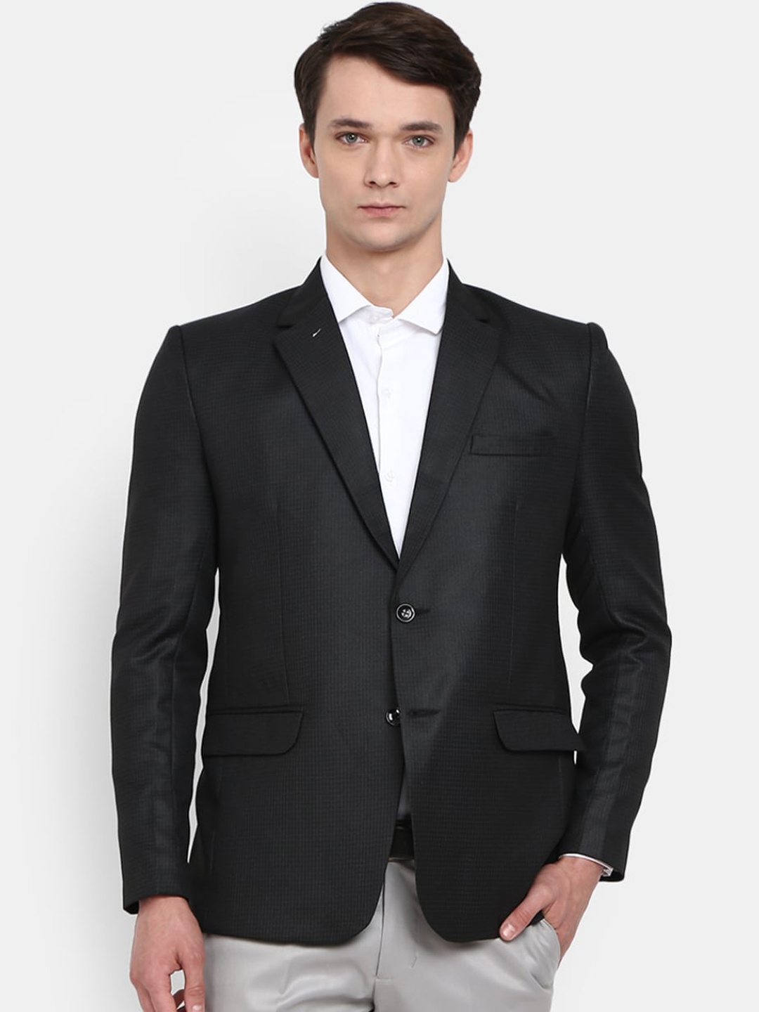 

V-Mart Men Black Solid Blazers