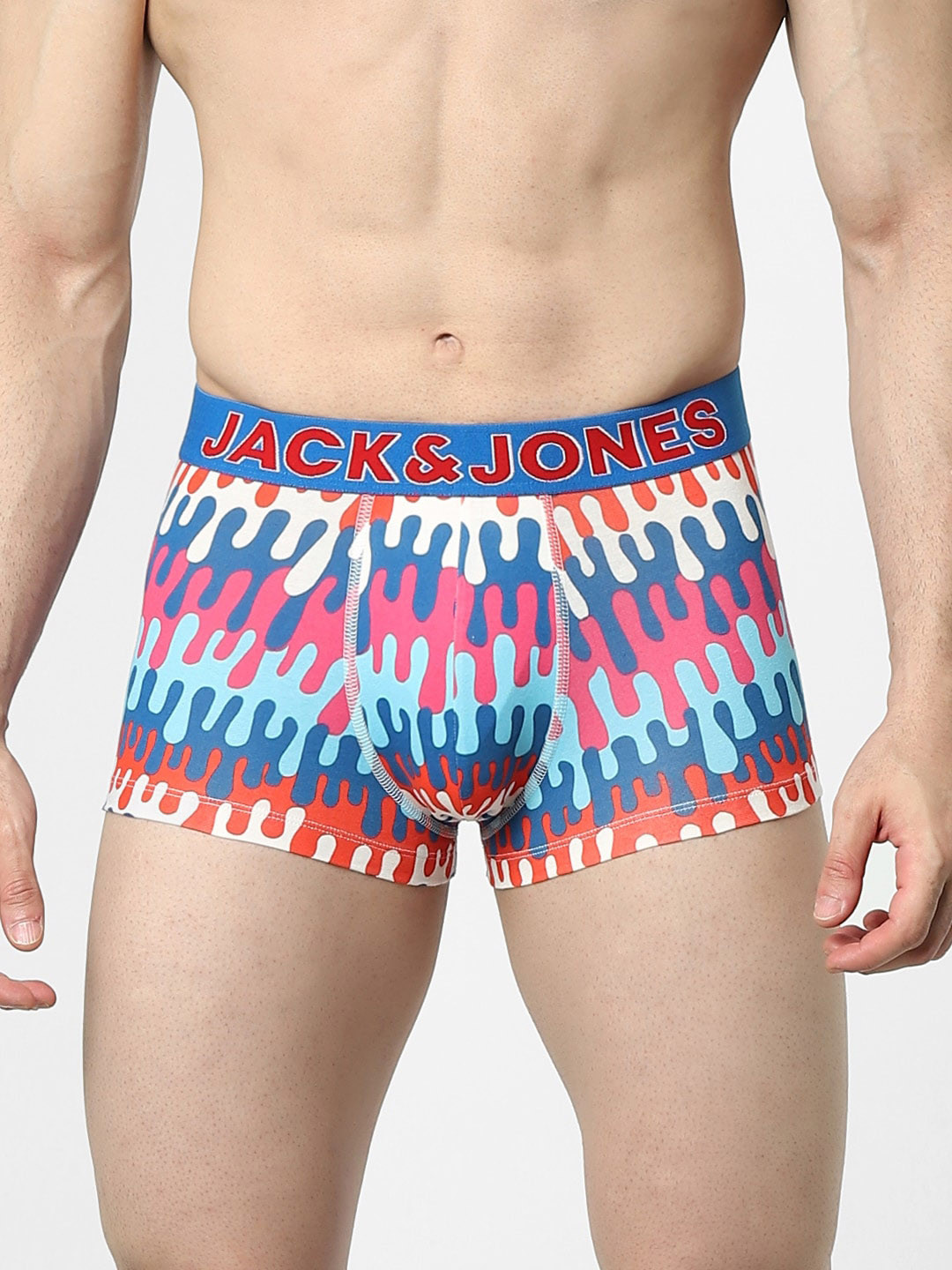 

Jack & Jones Men Blue & Red Color-Blocked Cotton Trunk