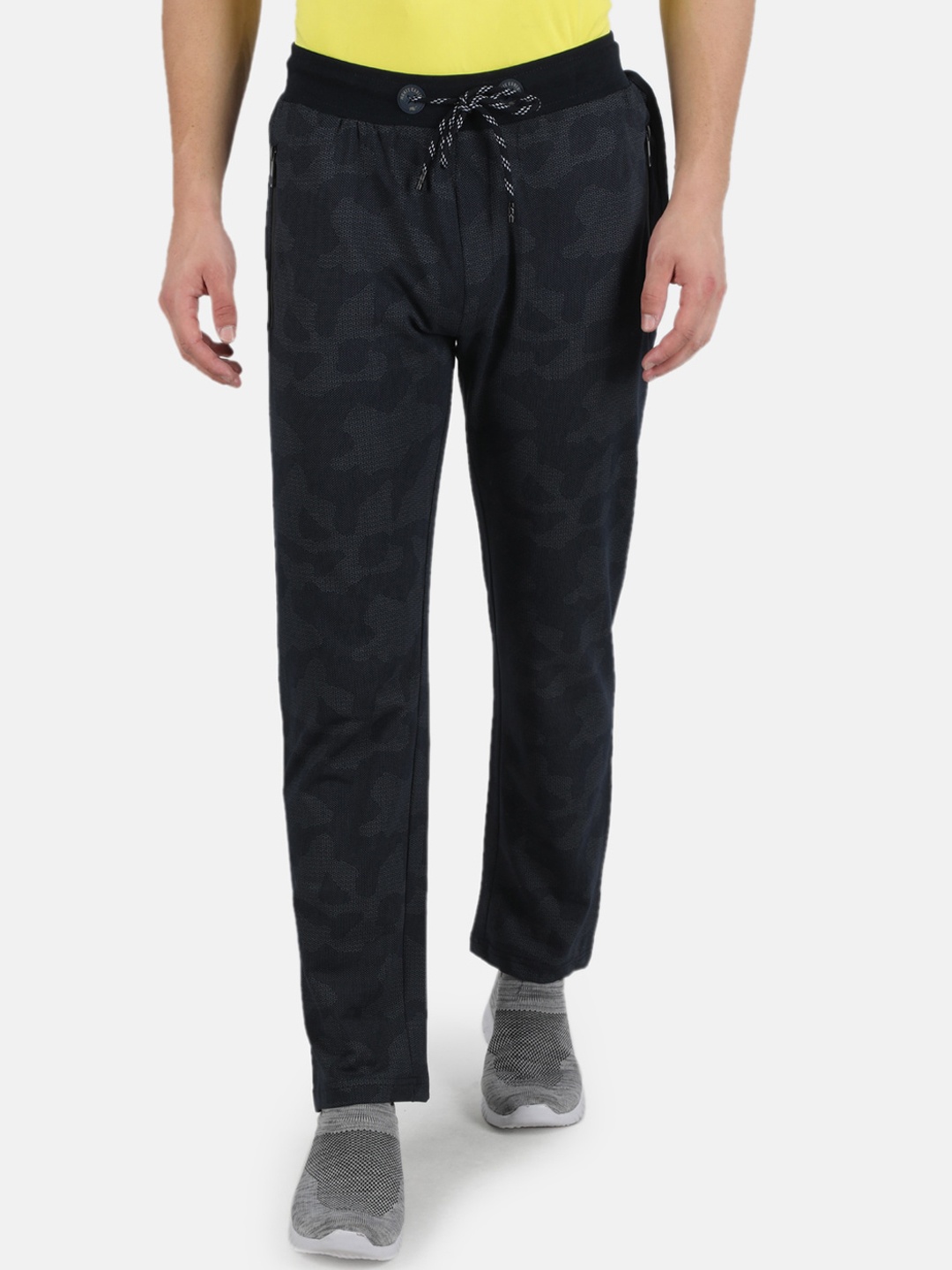 

Monte Carlo Men Navy Blue Self Design Track Pants
