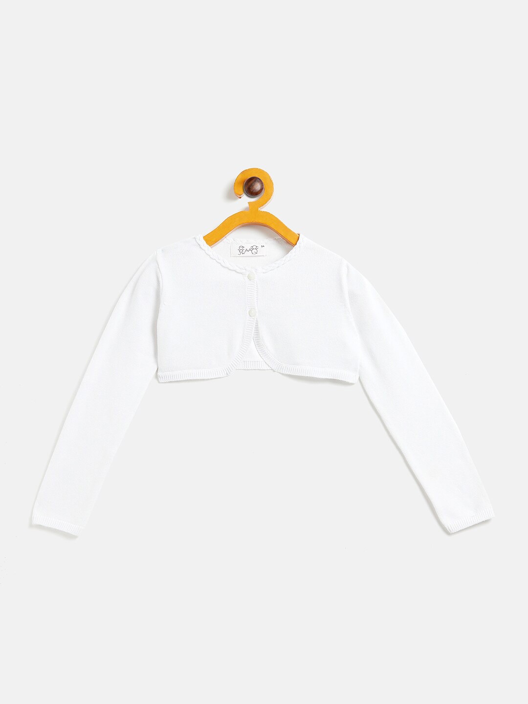 

JWAAQ Girls White Crop Button Shrug