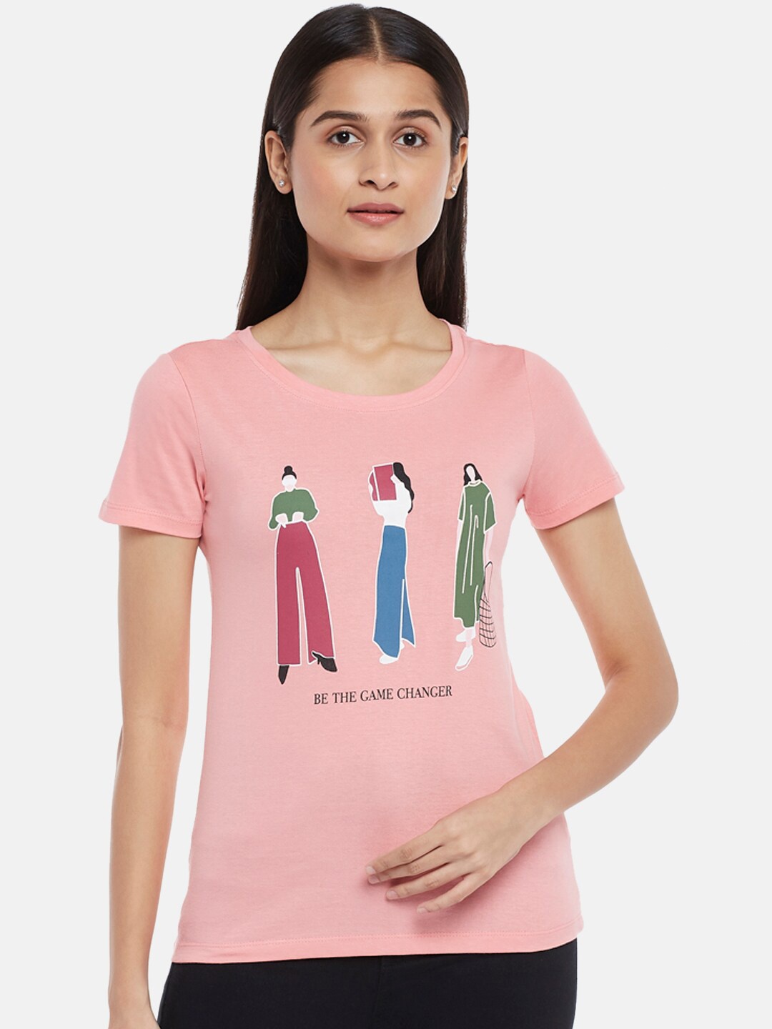 

Honey by Pantaloons Women Pink Printed T-shirt