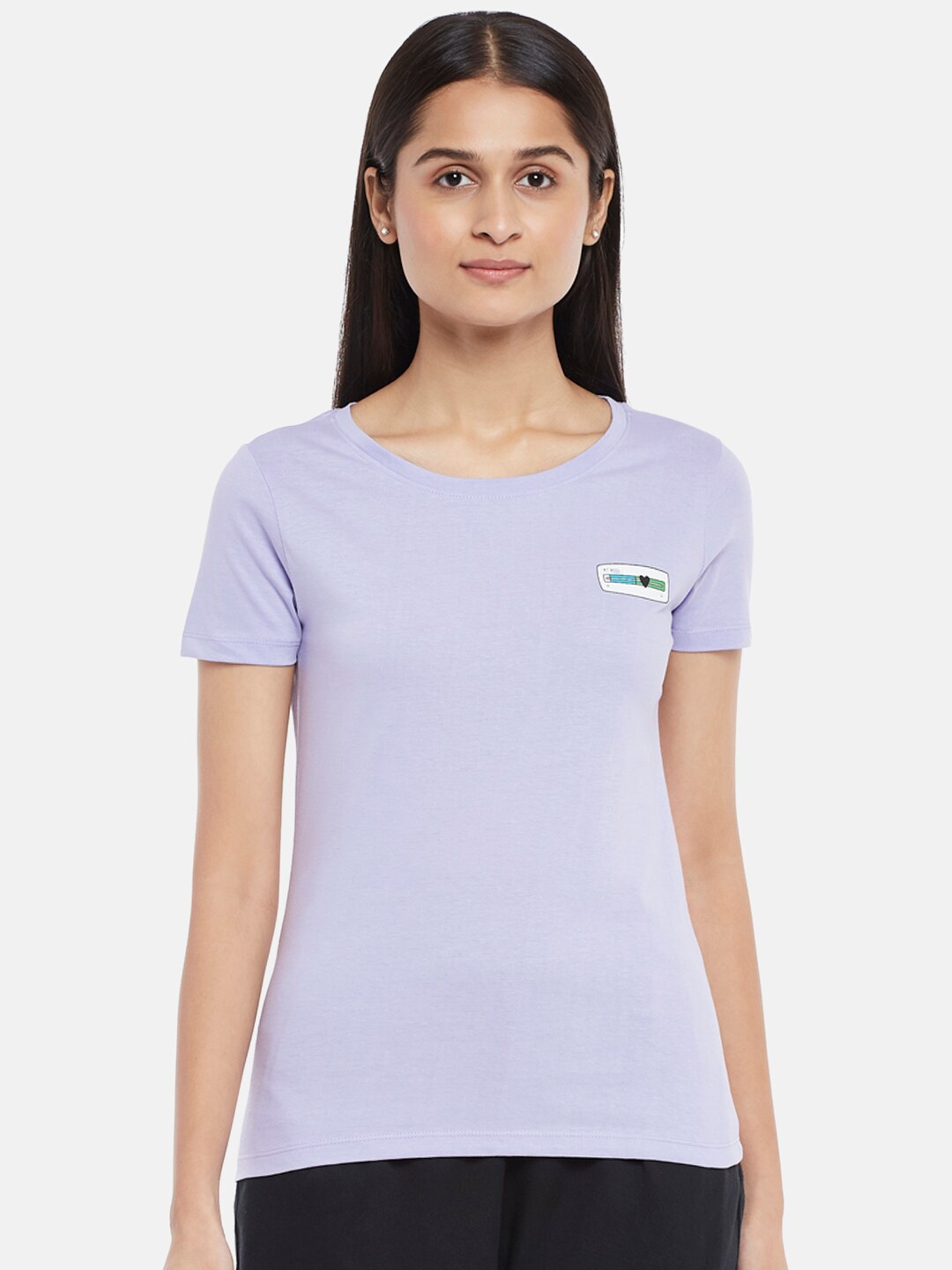 

Honey by Pantaloons Women Lavender & almost apricot T-shirt