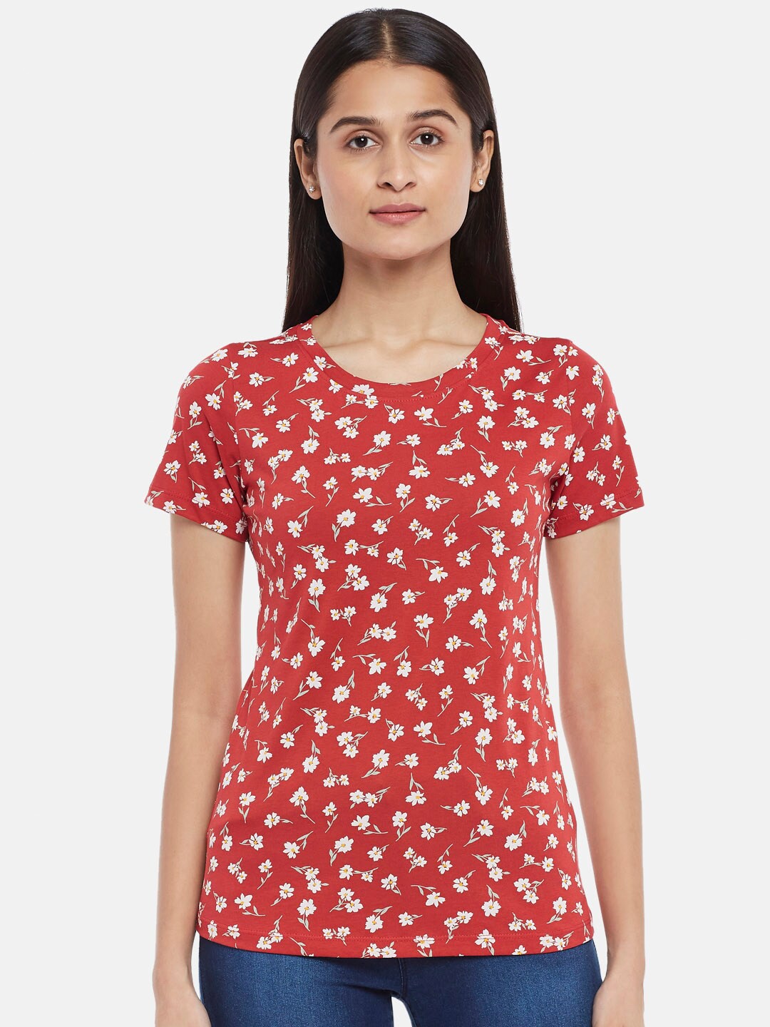 

Honey by Pantaloons Women Red & english vermillion Printed T-shirt