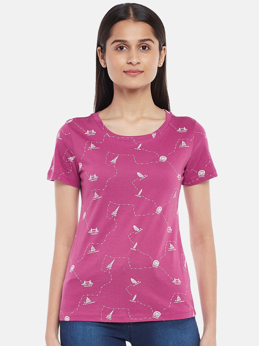 

Honey by Pantaloons Women Purple Printed T-shirt