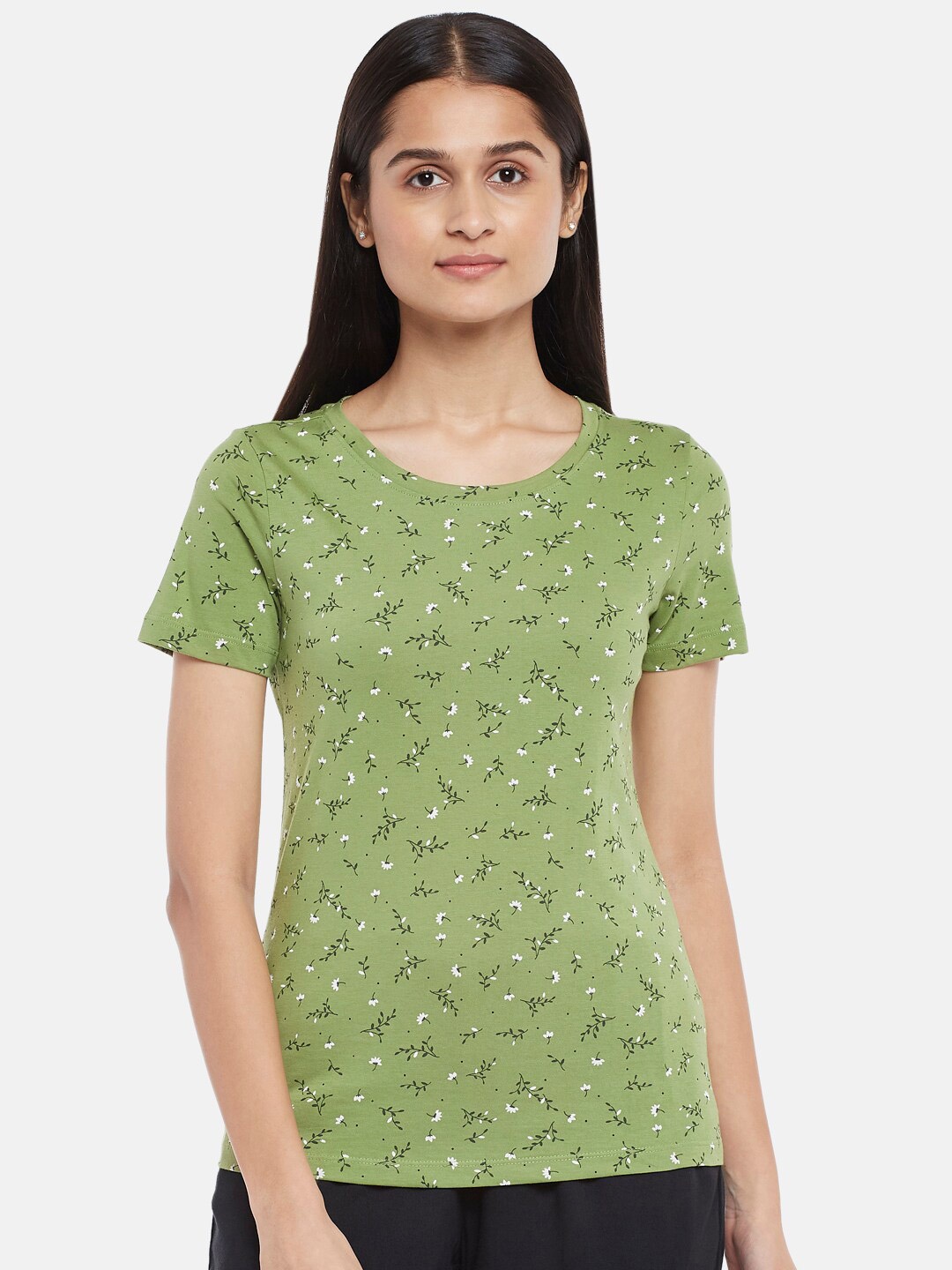 

Honey by Pantaloons Women Green & tarragon Extended Sleeves T-shirt