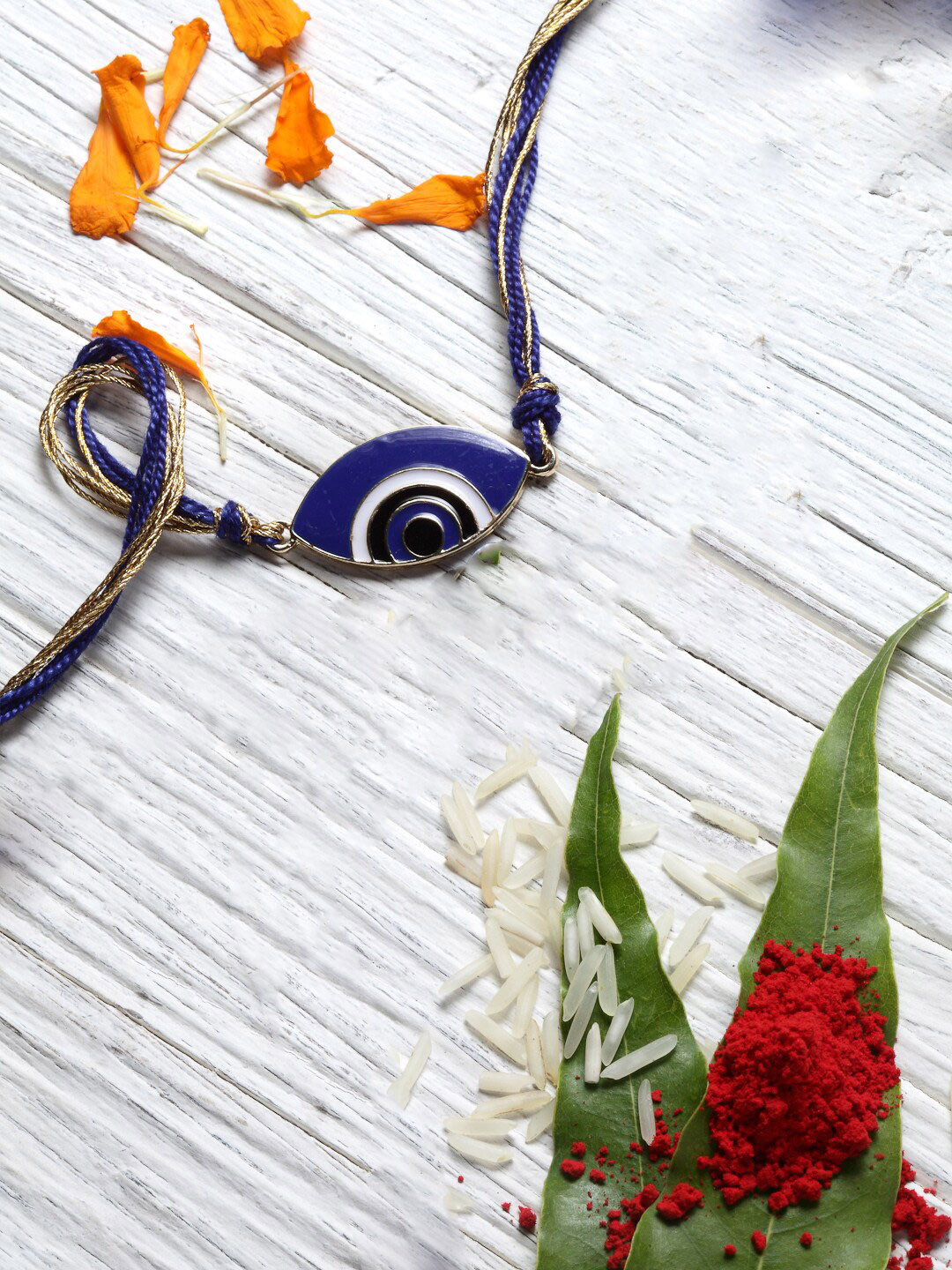 

DUGRISTYLE Blue & White Evil Eye Bahiya Rakhi