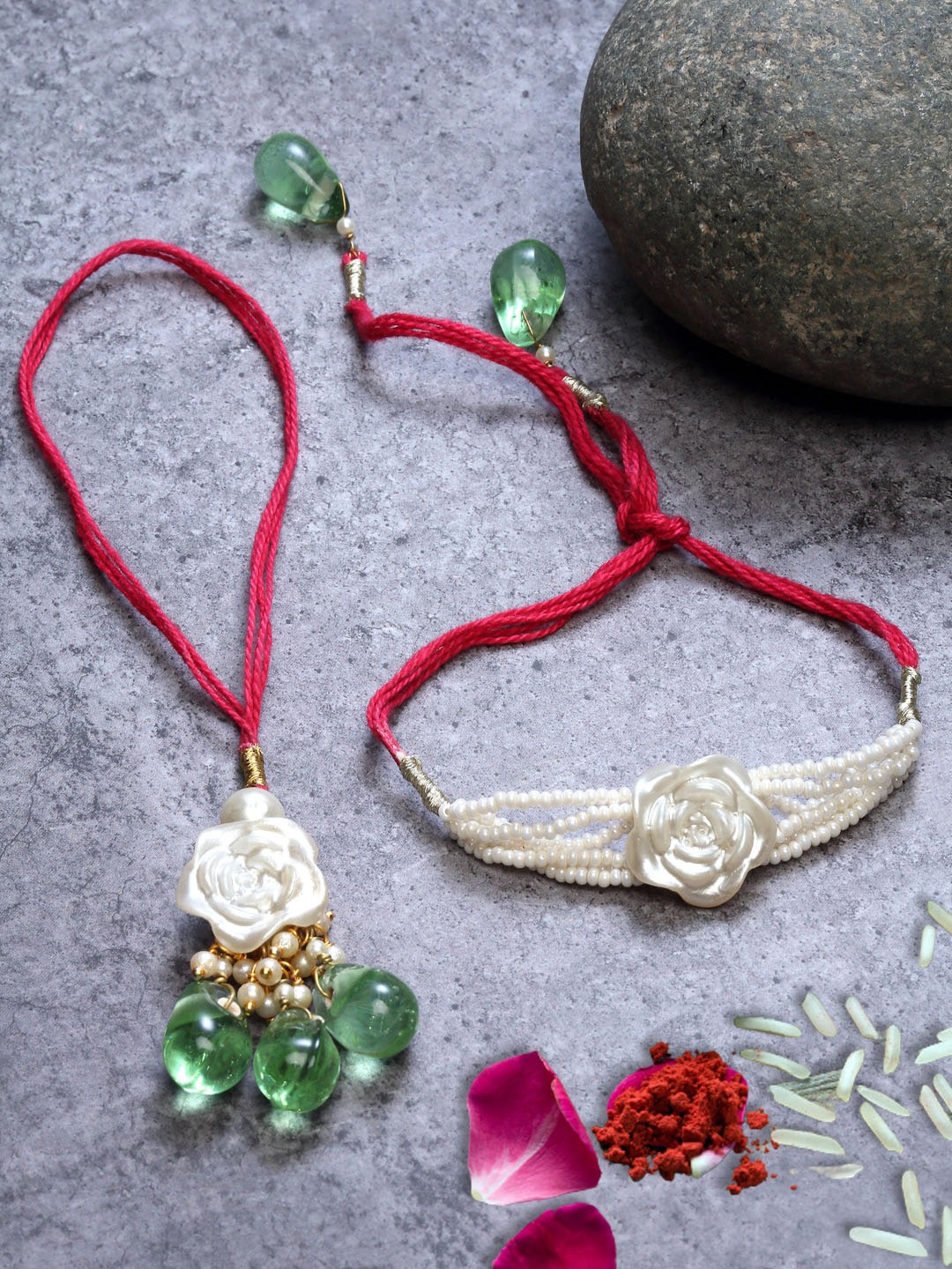 

DUGRISTYLE Multicoloured Bahiya Bhabhi Rakhi with Roli and Chawal, Multi