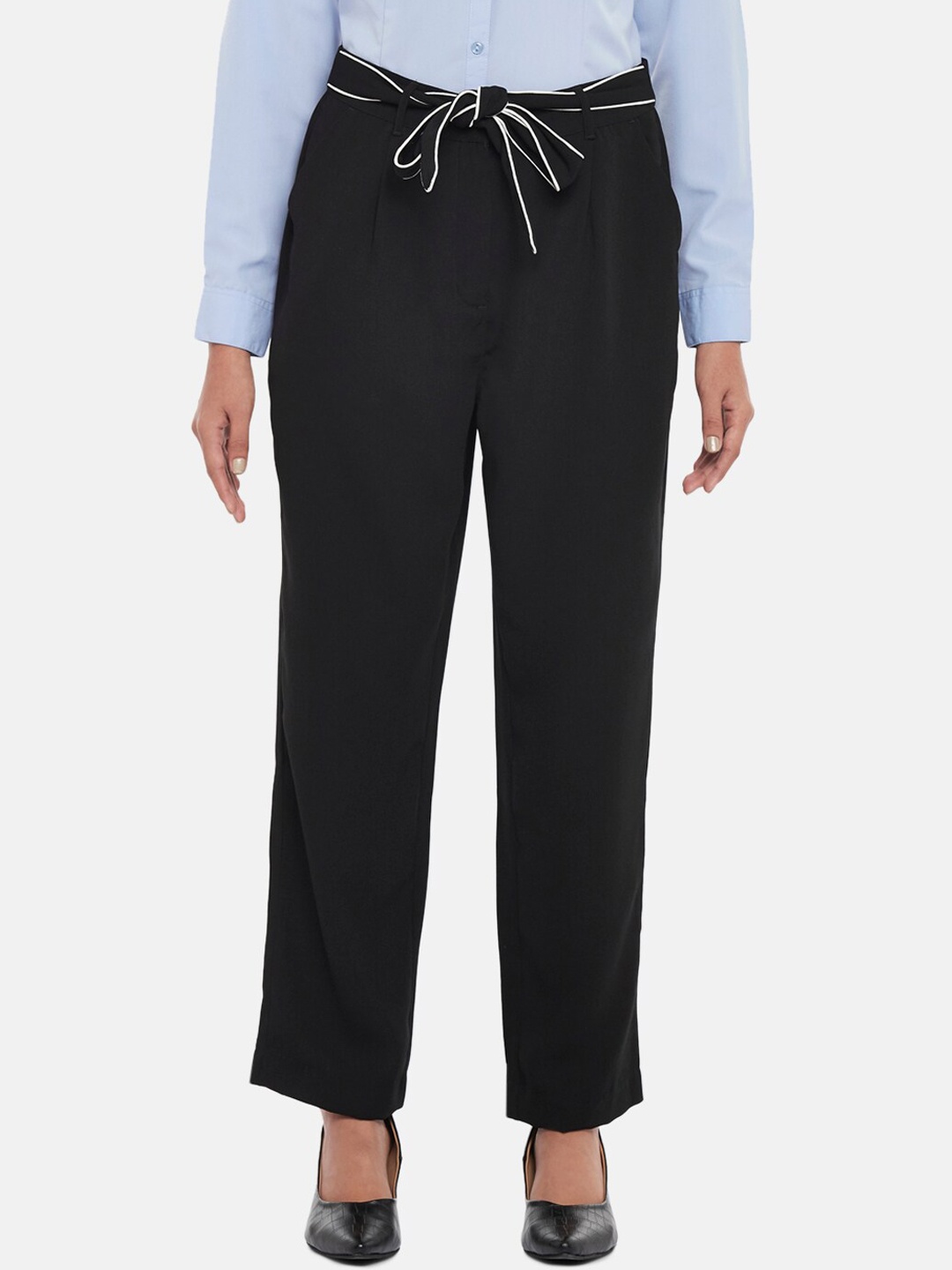 

Annabelle by Pantaloons Women Black Pleated Trousers