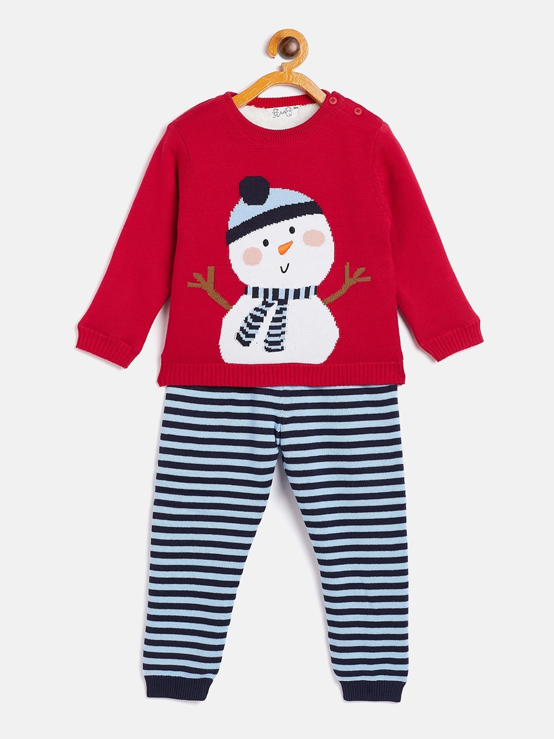 

JWAAQ Kids Red & Blue Printed Top with Pyjamas