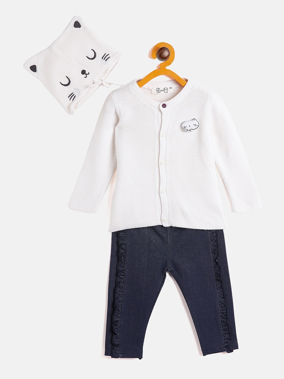 

JWAAQ Girls White & Navy Blue Top with Trousers