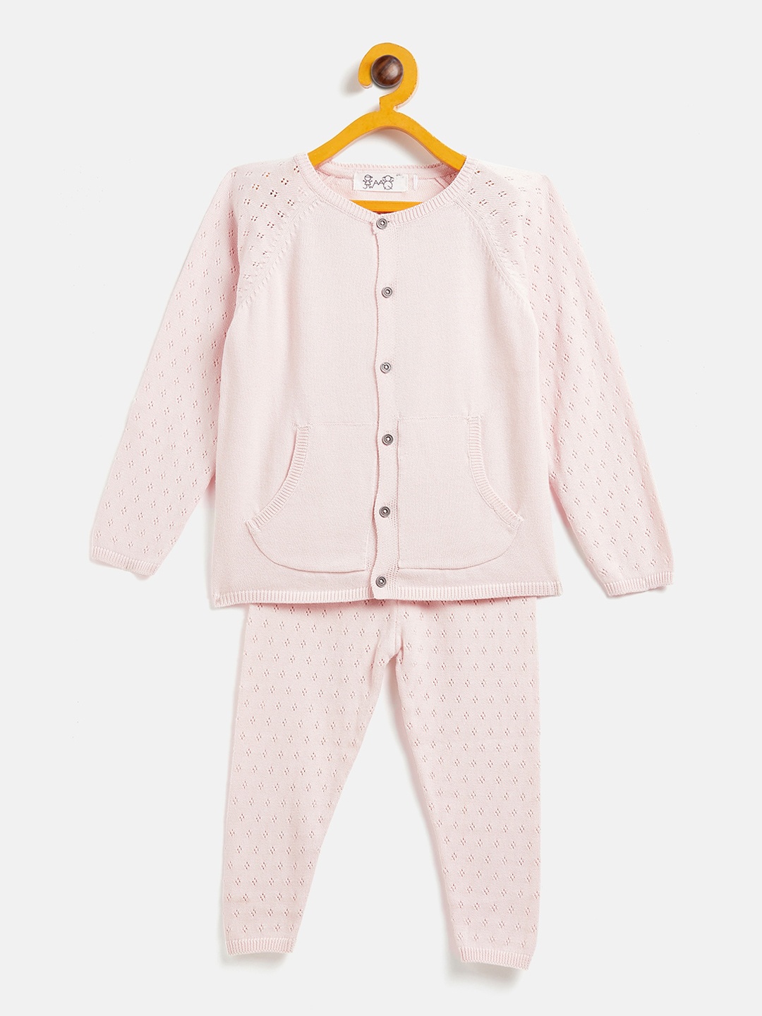 

JWAAQ Girls Pink Pure Cotton Winter Top with Pyjamas