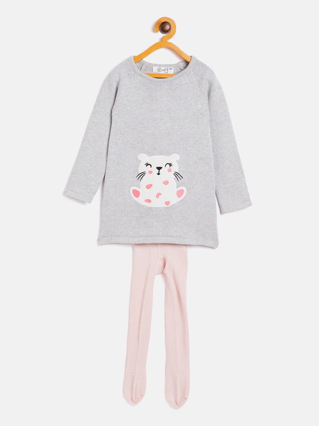 

JWAAQ Girls Grey Melange & Pink Printed T-shirt with Leggings