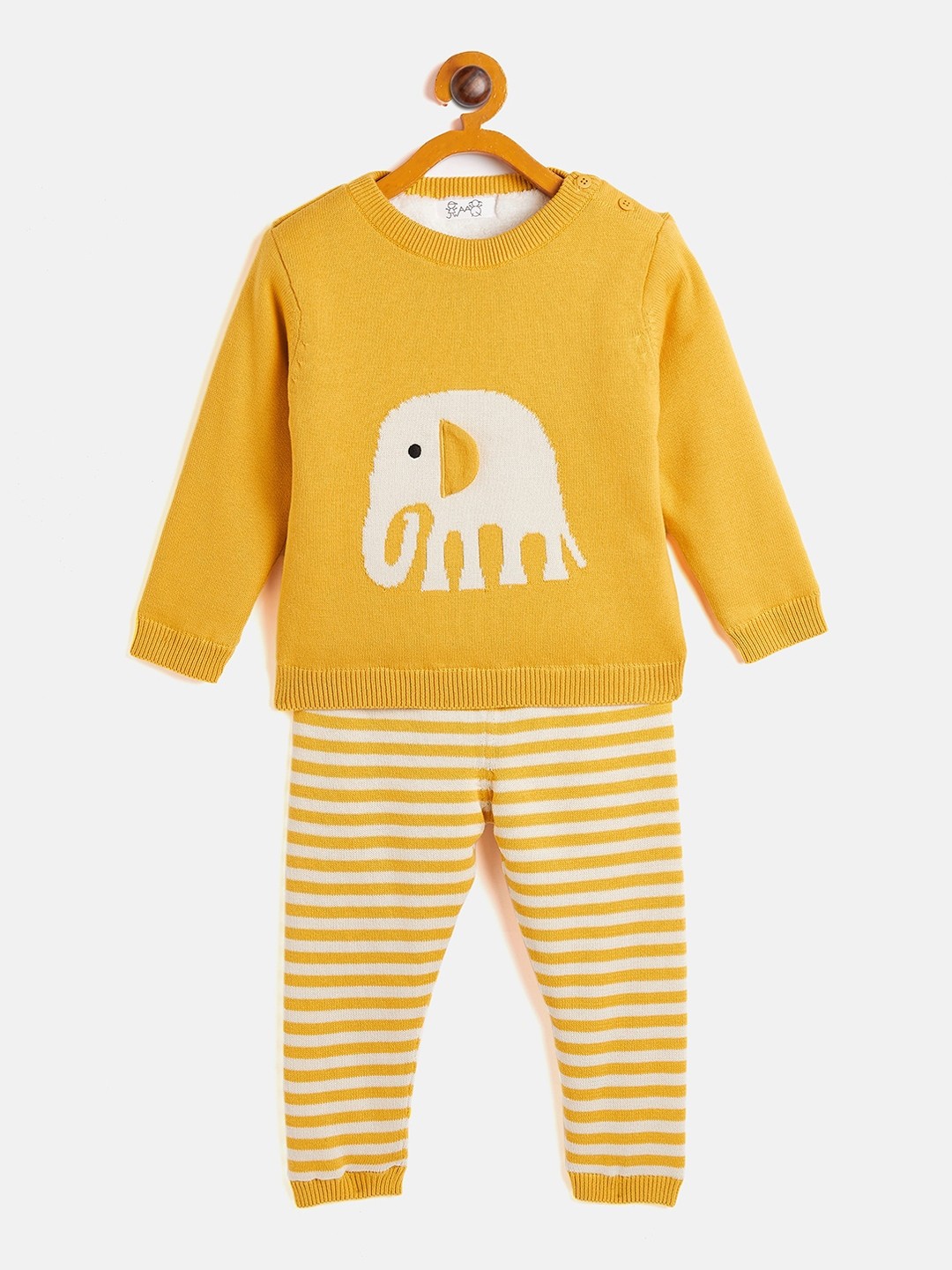 

JWAAQ Unisex Kids Yellow Printed Pure Cotton T-shirt with Pyjamas