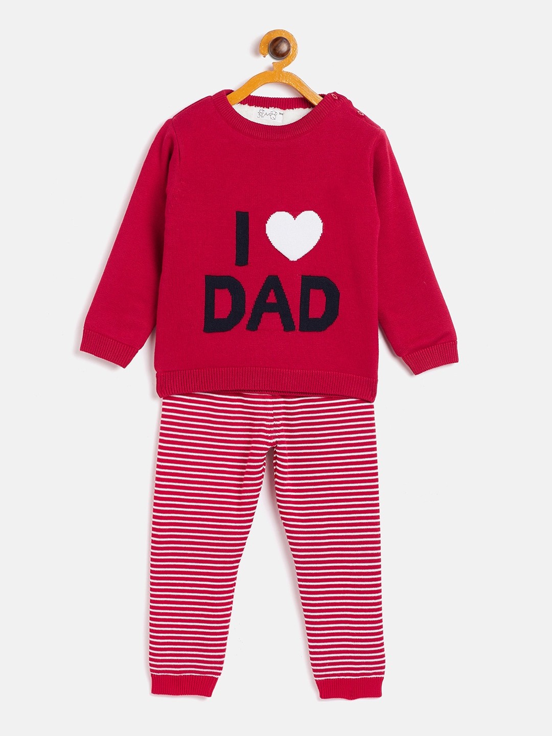 

JWAAQ Kids Red Printed Pure Cotton Winter T-shirt with Joggers