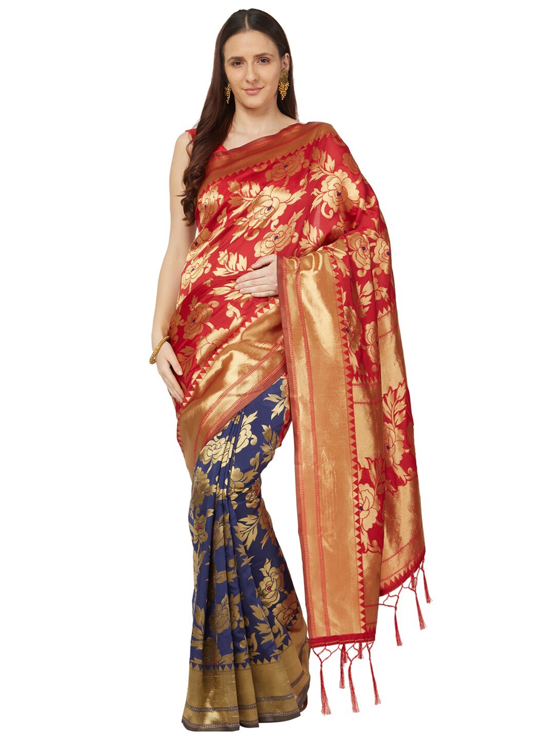 

Varkala Silk Sarees Red & Gold-Toned Woven Design Zari Art Silk Banarasi Saree