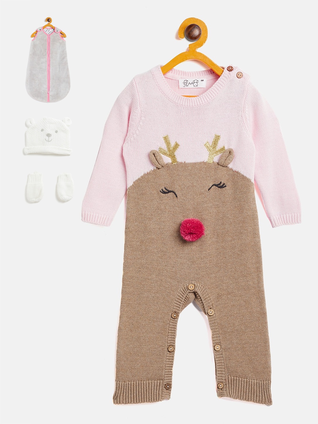 

JWAAQ Infants Girls Pack Of 4 Multicoloured Winter Gift Set, Pink