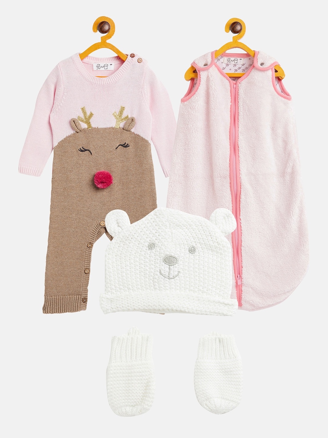 

JWAAQ Infants Girls 4 Pcs Cotton Winter Apparel Gift Set, Multi