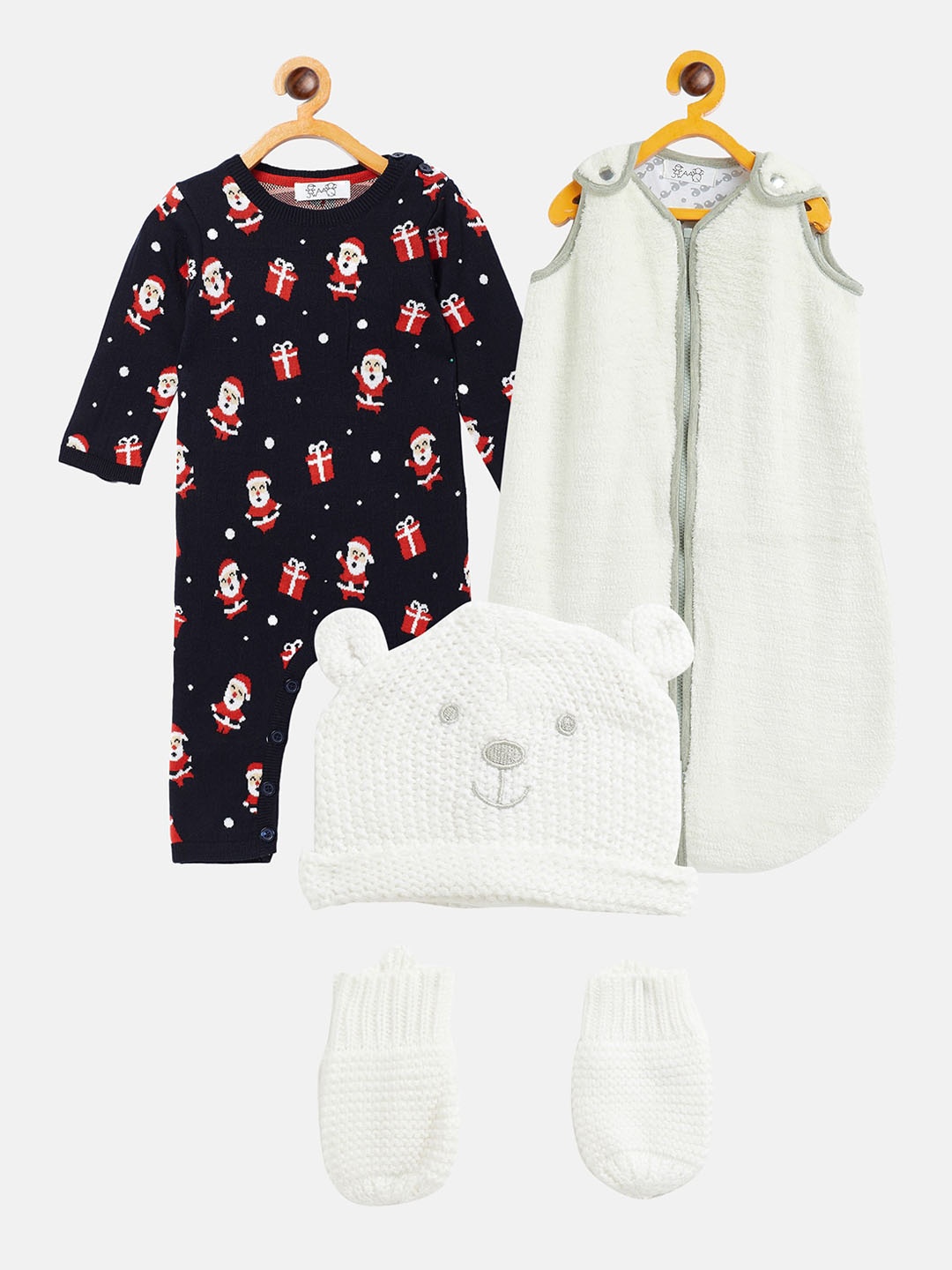 

JWAAQ Boys Set Of 4 Winter Cotton Apparel Gift Set, Navy blue