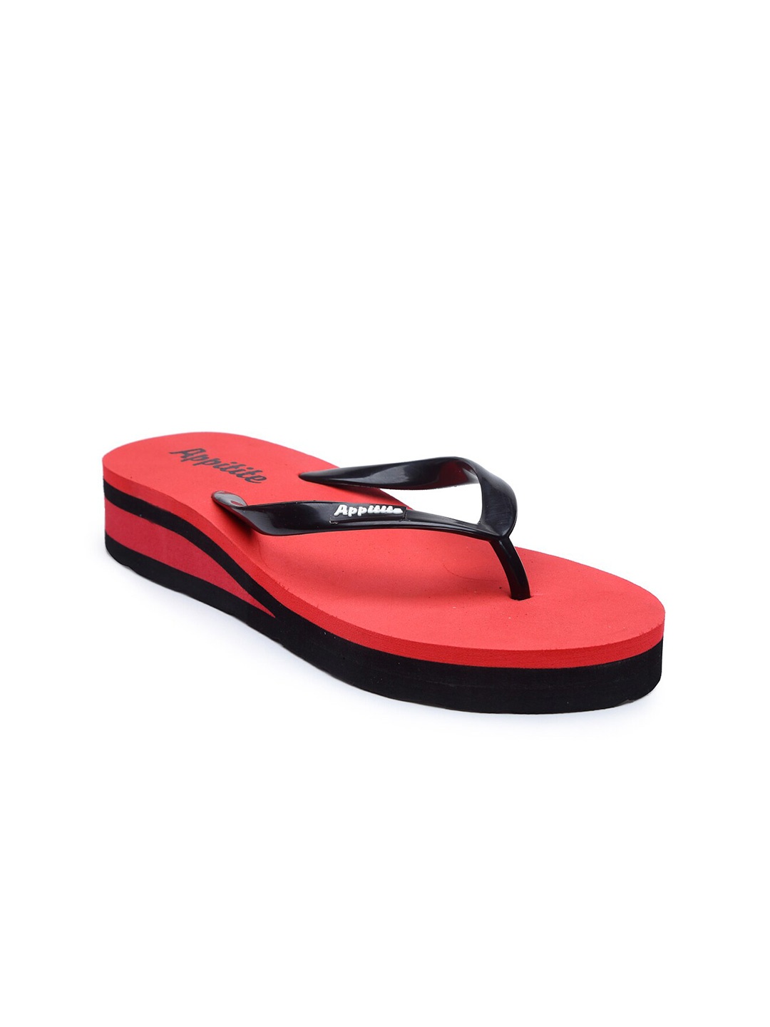

APPITITE Women Red & Black Printed Rubber Thong Flip-Flops
