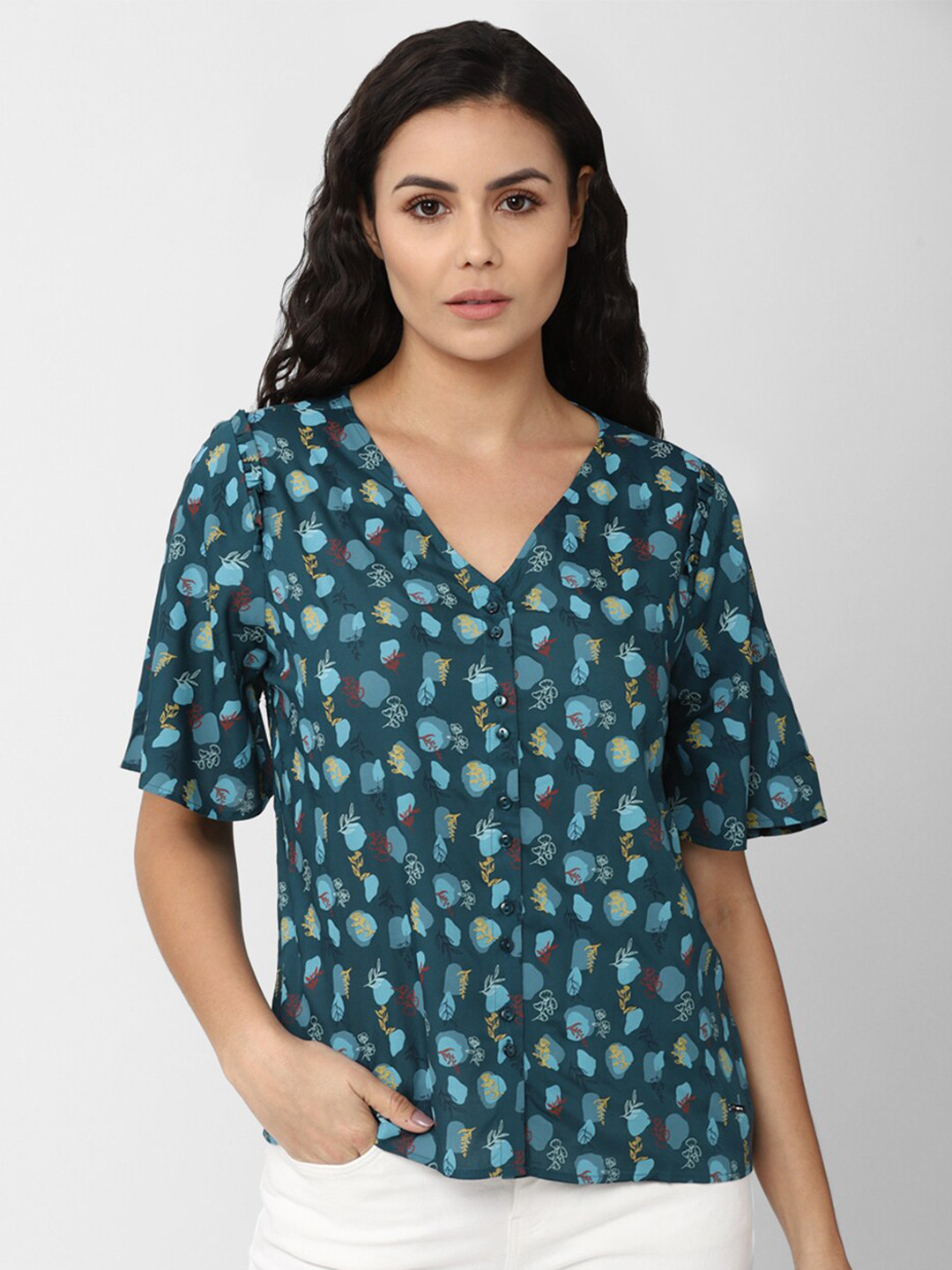 

Van Heusen Woman Blue & majolica blue Print Top