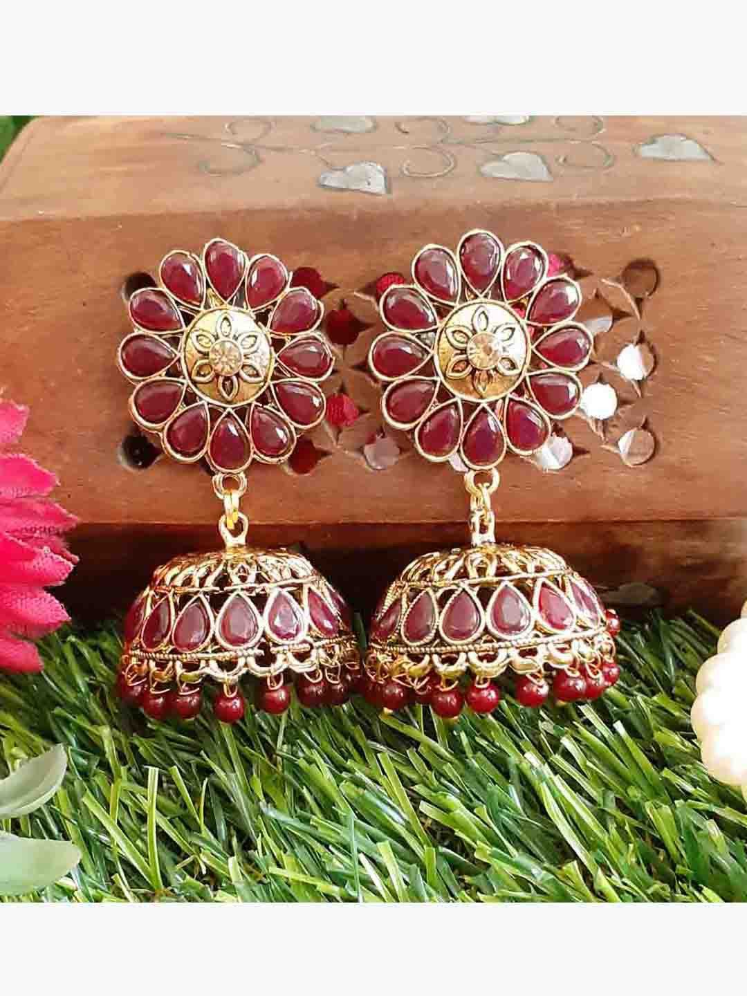 

RICH AND FAMOUS Purple Contemporary Jhumkas Earrings