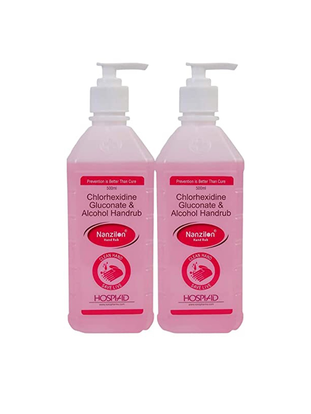 

Nanzilon Set Of 2 Advance Moisturizing Liquid Hand Sanitizer With 70% Alcohol - 500ml each, Pink