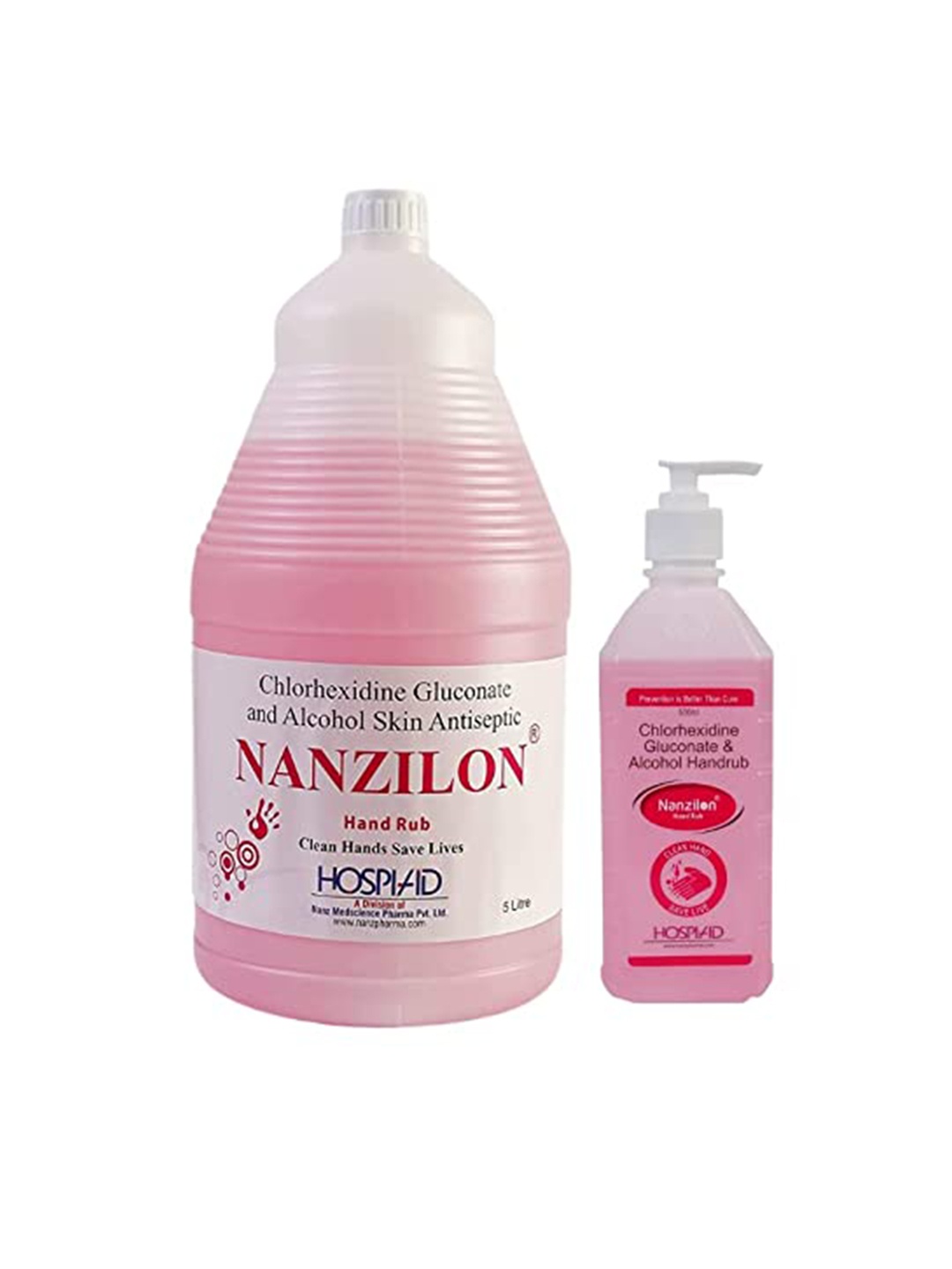 

Nanzilon Set of 2 Advance Moisturizing 70% Alcohol Liquid Hand Sanitizer - 5L & 500ml, Pink