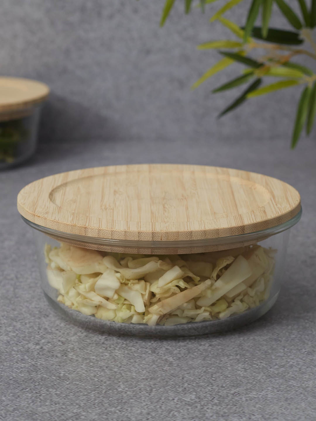 

HomeTown Transparent Glass Round Container with Lid 950 Ml