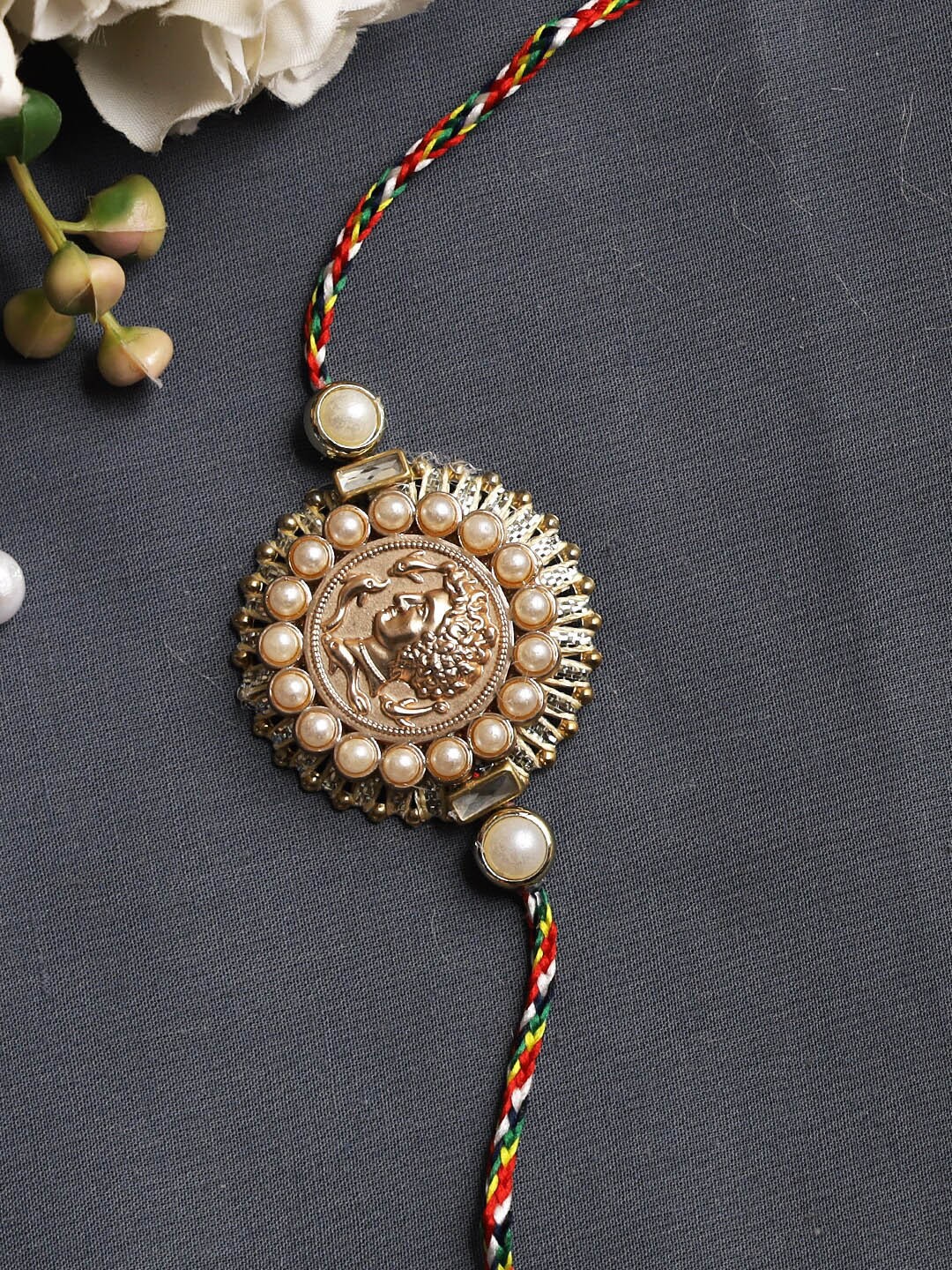 

Aapno Rajasthan Gold-Toned Antique Coin Style Rakhi