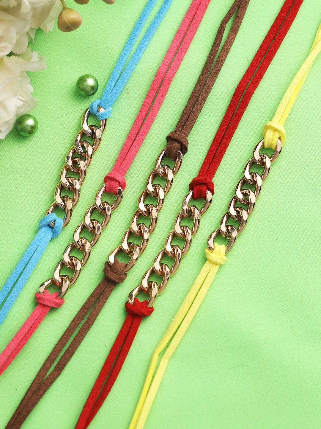 

Aapno Rajasthan Set Of 5 Bracelet Rakhis, Red