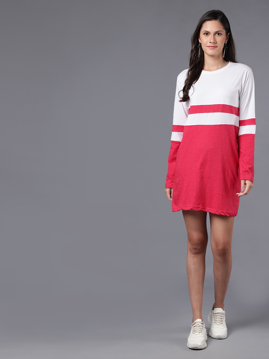 

THE EG STORE Pink Colourblocked A-Line Dress
