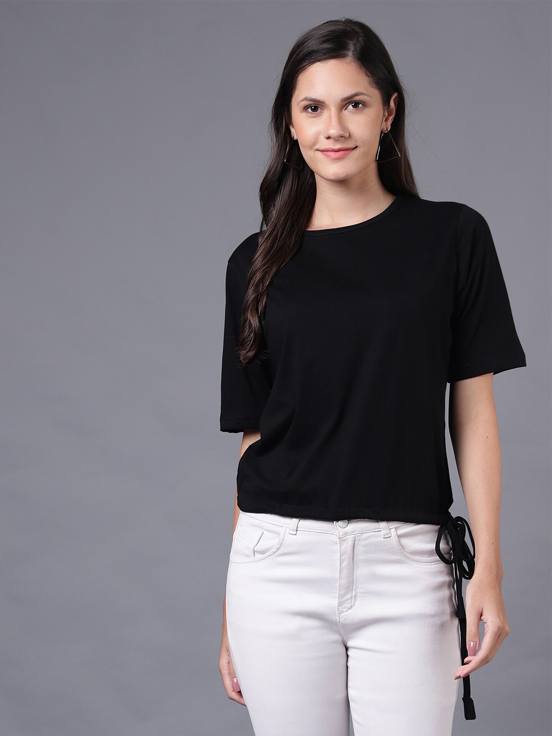 

THE EG STORE Women Black T-shirt