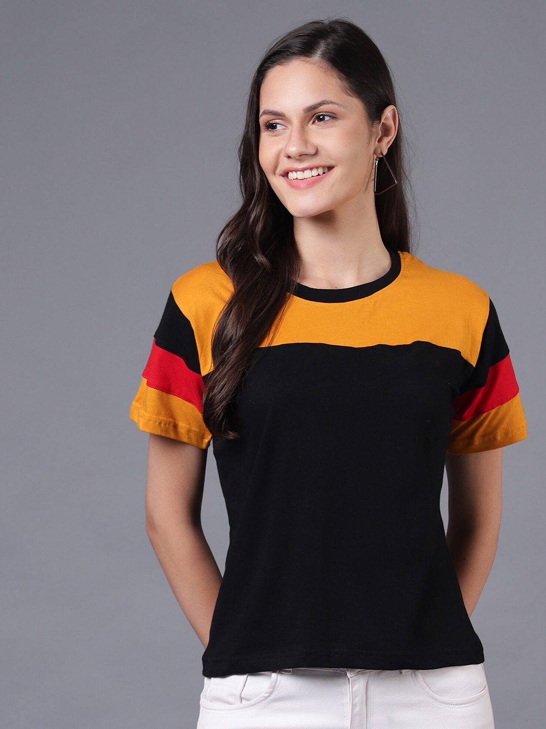 

THE EG STORE Women Black T-shirt