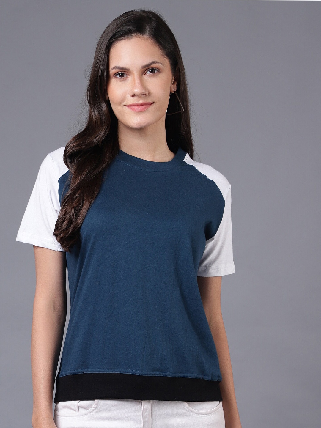 

THE EG STORE Women Blue & medieval blue T-shirt