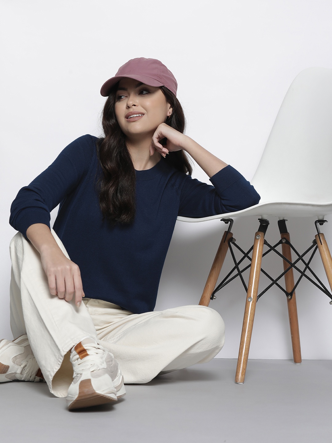 

Nautica Women Navy Blue Solid Pullover