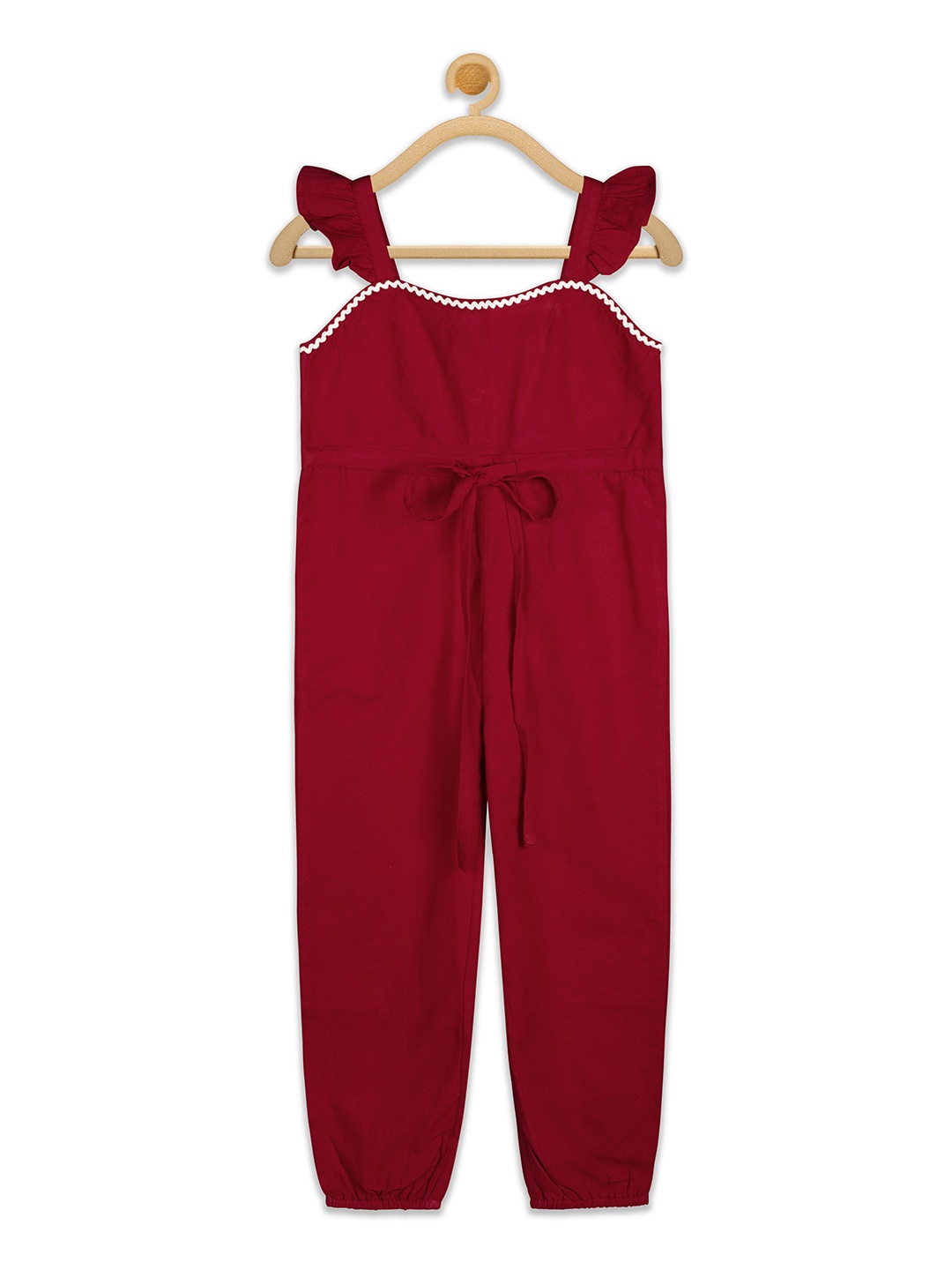 

Olele Girls Red Linen Basic Jumpsuit