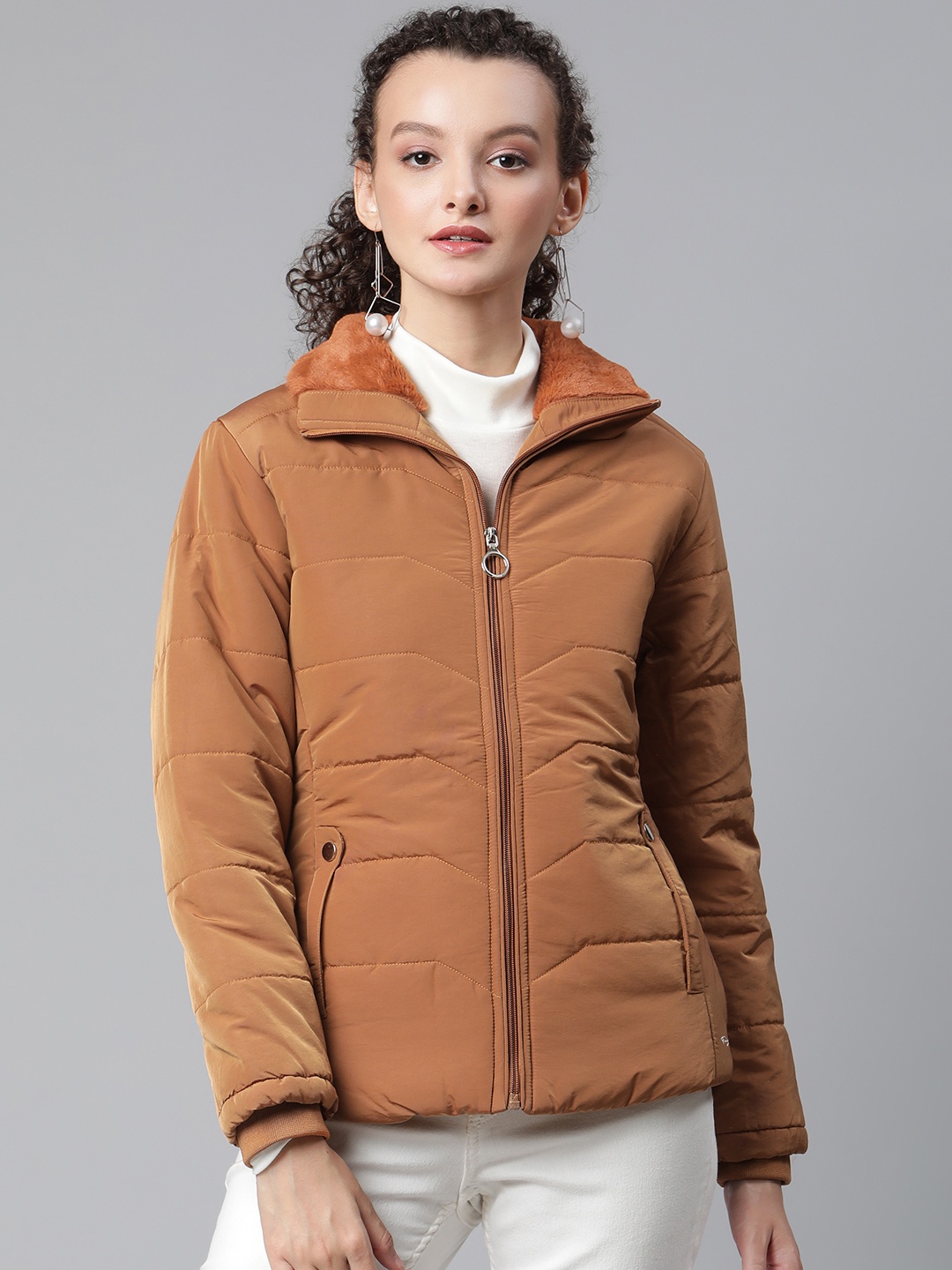 

Foreign Culture By Fort Collins Women Rust Brown Padded Jacket