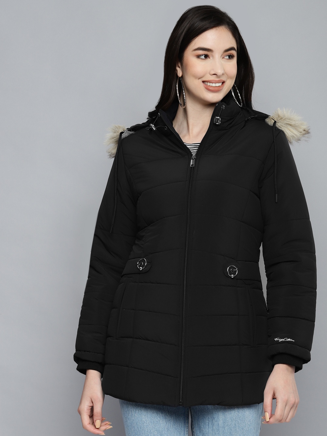 

Foreign Culture By Fort Collins Women Black Insulator Longline Parka Jacket