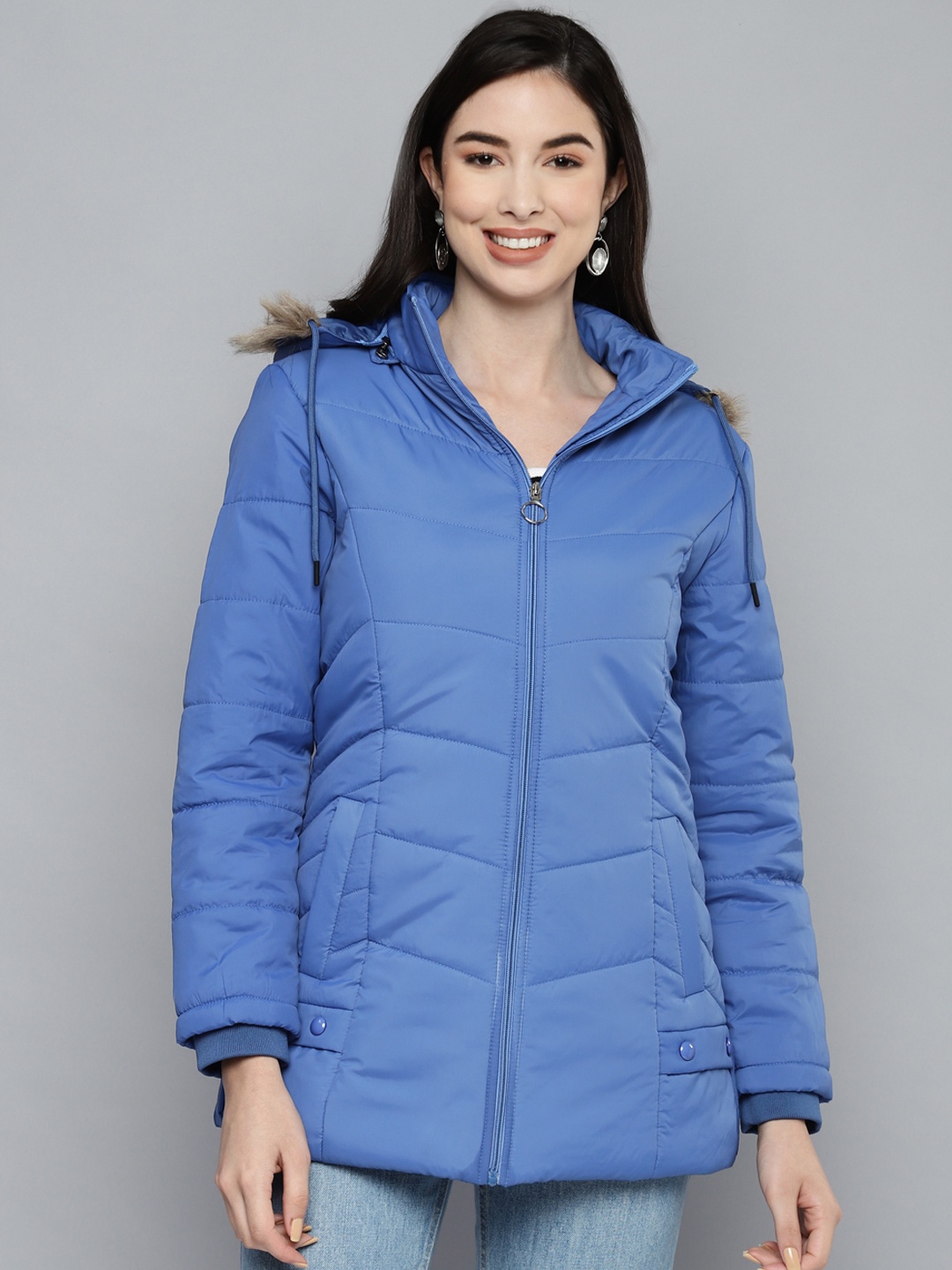 

Foreign Culture By Fort Collins Women Blue Insulator Longline Parka Jacket